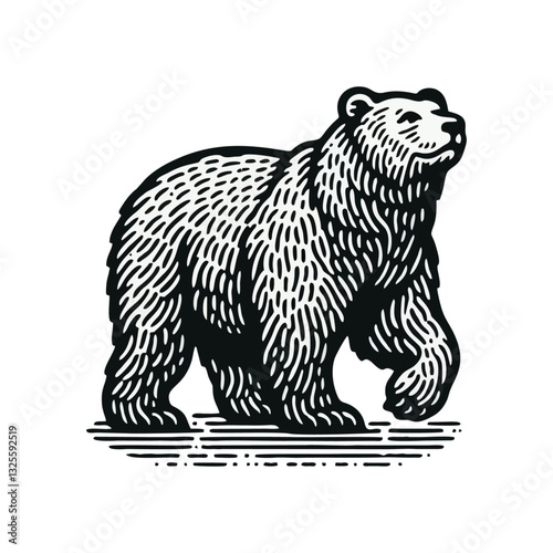 BEAR ENGRAVE LOGO ICON ILLUSTRATION