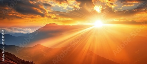 A breathtaking sunset casts vibrant colors over the mountains.