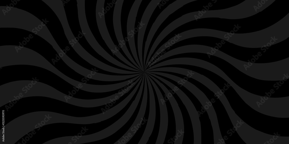Fototapeta premium Vector abstract black and gray sun rays sunburst backdrop background. seamless retro vintage burst sunrise sunbeam element spiral striped illustration sunray template wallpaper design. 