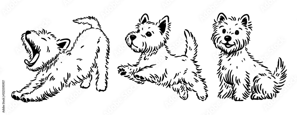 Εκτύπωση καμβά Vintage Hand-Drawn Terrier Dog Illustrations – Sketch Vector Set