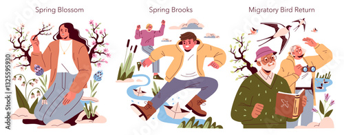 Spring Equinox Day. Flat Vector Illustration