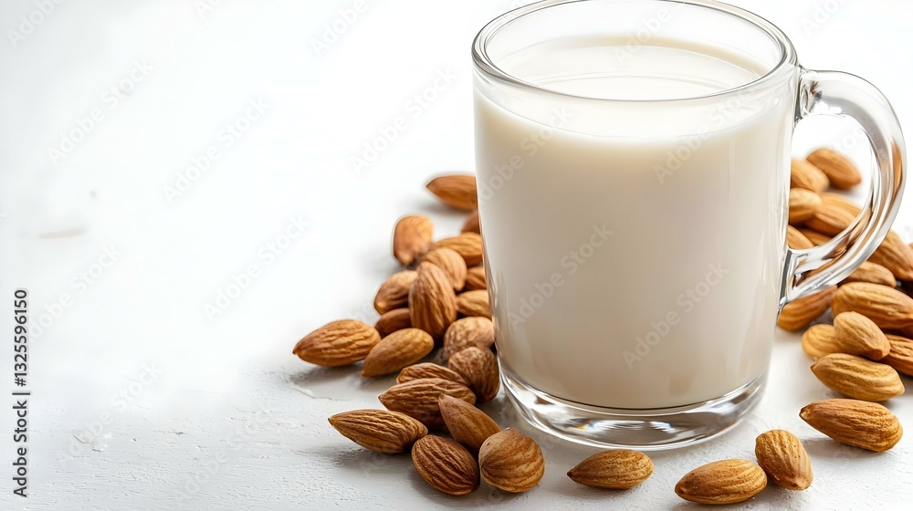 Almond milk and almond nuts Almond milk and almond nuts