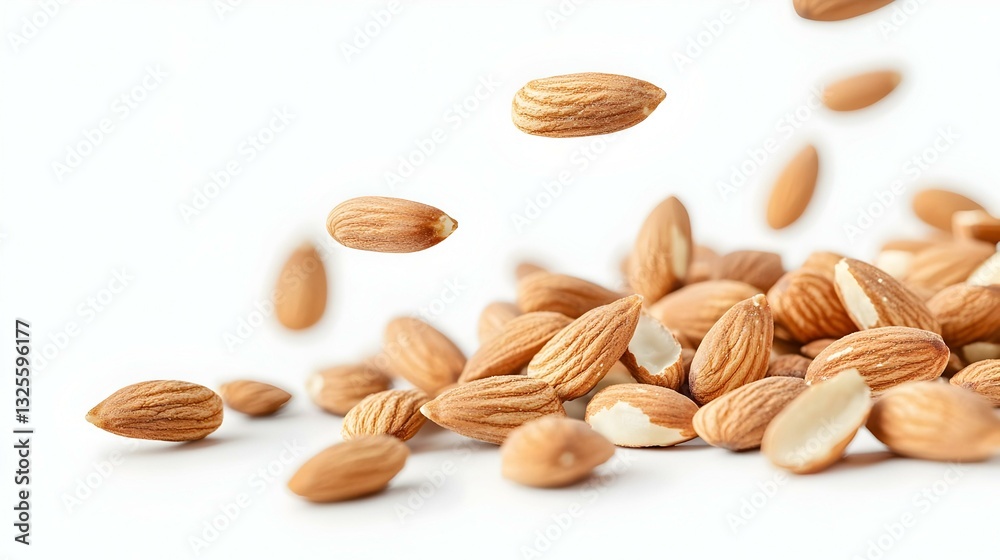 Almonds falling mockup Cutout Almonds falling mockup Cutout