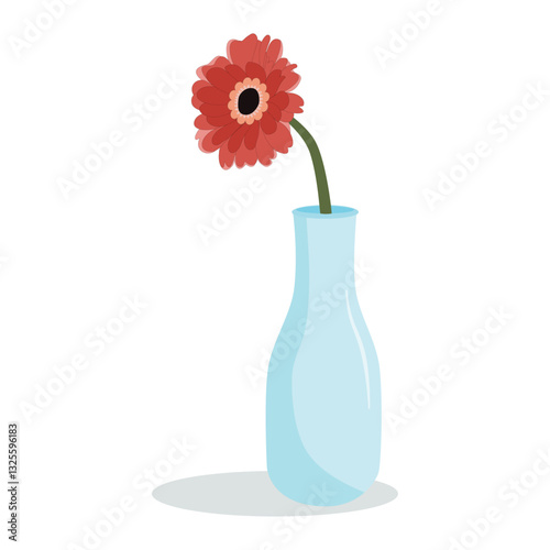 Orange gerbera in blue vase.