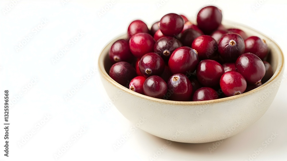 Bowl of ripe cranberries on white background Bowl of ripe cranberries on white background