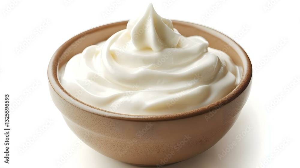 Bowl of sour cream or Greek yogurt isolated Bowl of sour cream or Greek yogurt isolated