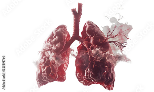 Anatomical study of Lungs: A detailed and artistic medical illustration of the human lungs. photo