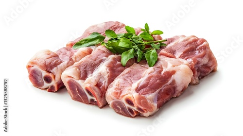 fresh pig trotter on white background