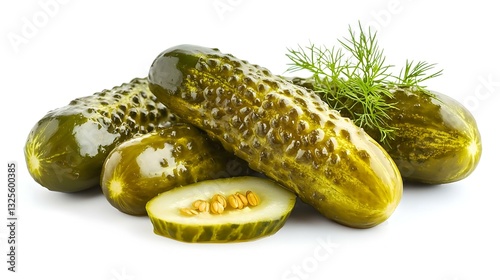 marinated pickled cucumbers isolated on white