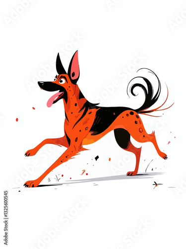 Shown dog in a Cubist style, breaking down its unique shape into geometric forms
