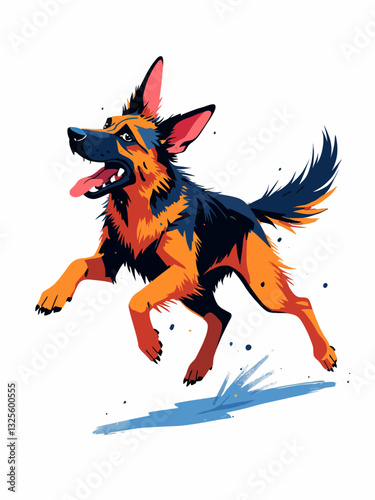 Shown dog in a Cubist style, breaking down its unique shape into geometric forms