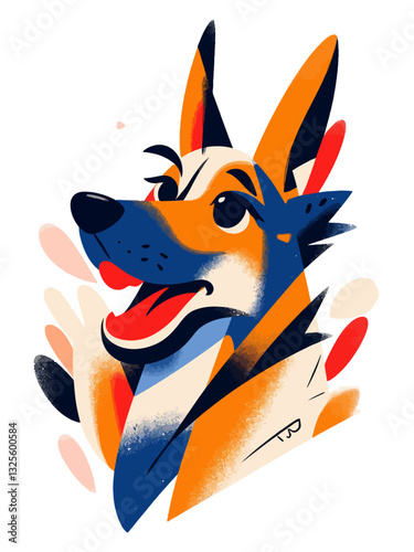 Shown dog in a Cubist style, breaking down its unique shape into geometric forms