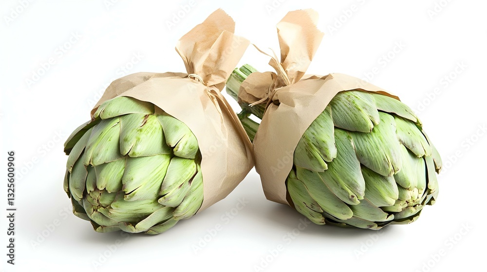Obraz premium Pair of artichoke wrapped in brown paper