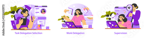 Delegation. Flat Vector Illustration