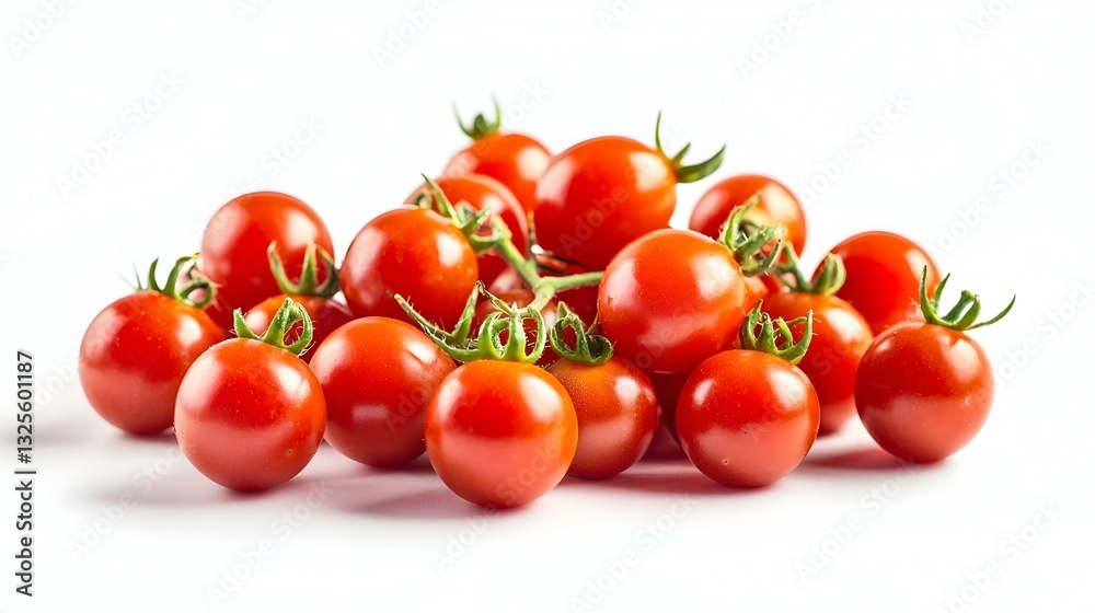 Pile of red grape tomatoes isolated on white Pile of red grape tomatoes isolated on white