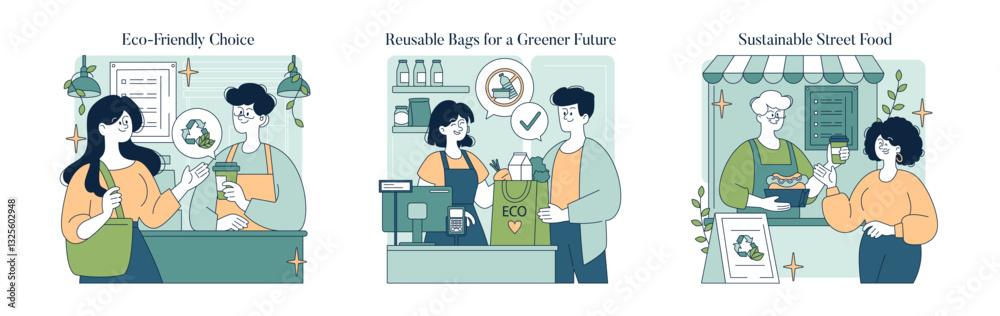 Fototapeta premium Sustainability In Business. Flat Vector Illustration