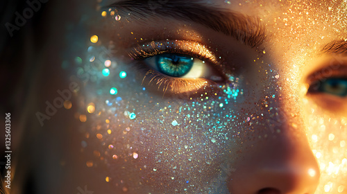 Close-up of a woman's eye with blue iris, long eyelashes, and detailed pupil, showcasing beauty and vision