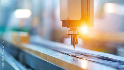 Robotic arm assembling components on production line with precision and efficiency