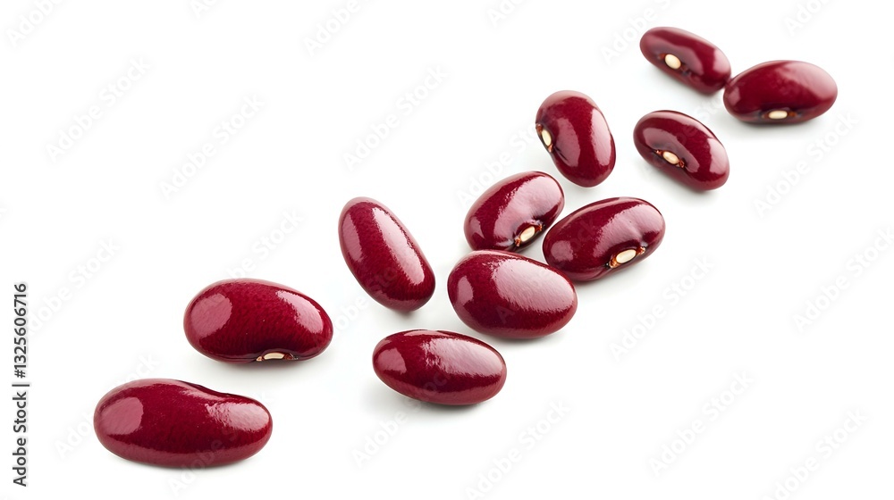 Falling red kidney beans isolated on white Falling red kidney beans isolated on white