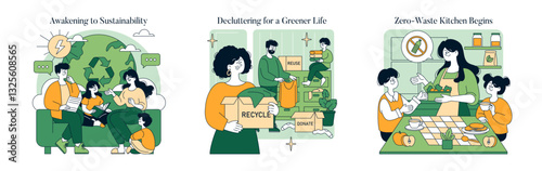 Sustainability At Home. Flat Vector Illustration