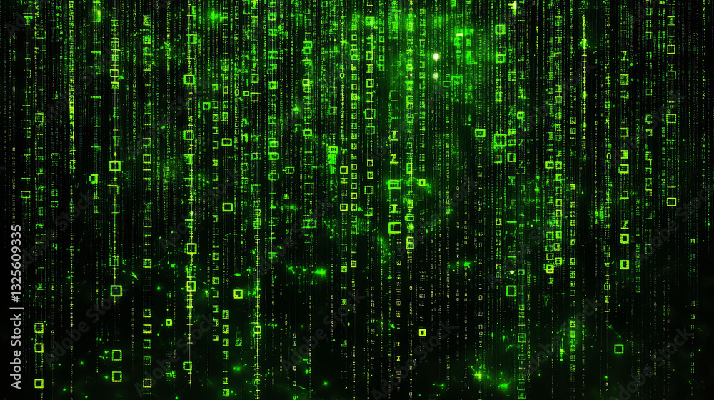 Digital matrix background with green binary code and patterns Digital matrix background with green binary code and patterns