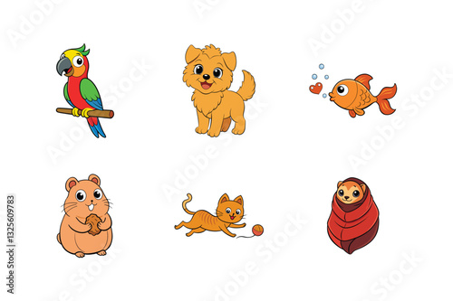 Cute House Pets & Adorable Companions – Cartoon Animal Mascots