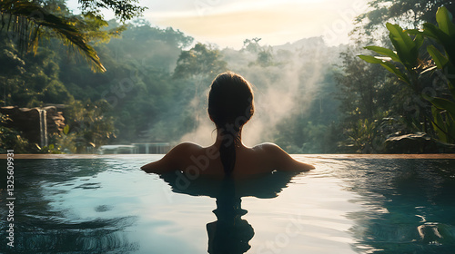 Young woman meditating by the water during a peaceful summer sunset