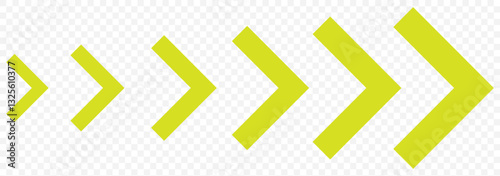 Blue, Green chevron arrows. Ornament with repeated V shaped stripes. Pointer, next to, road caution, military, navigation sign isolated on white background. Vector graphic illustration. EPS 10.