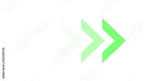 Green Arrow moving right on white background. Right directional arrows animation