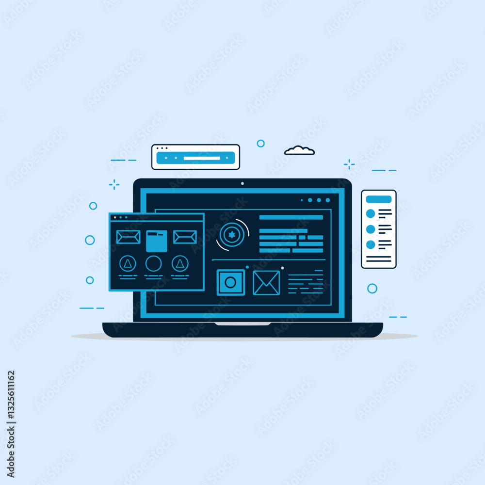 Fototapeta premium High-Tech Laptop Screen Featuring Digital Innovation