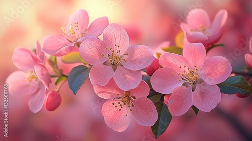 Pink flowers blooming at sunset.