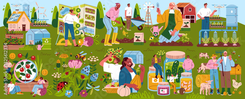 Self Sufficient Garden. Flat Vector Illustration