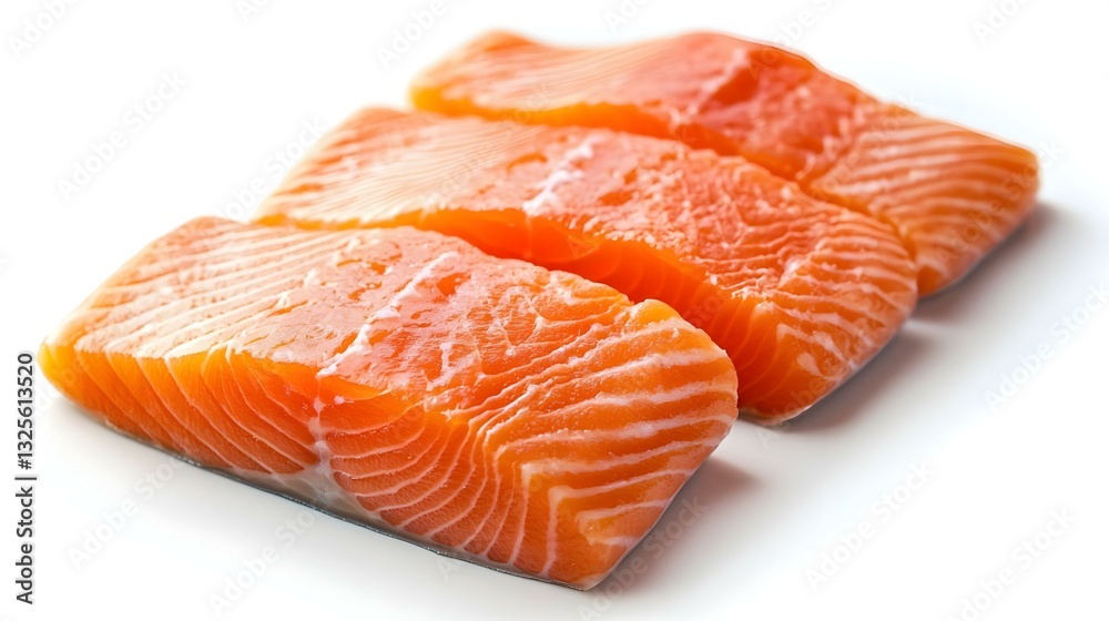 Close-up of fresh raw salmon fillet isolated Close-up of fresh raw salmon fillet isolated