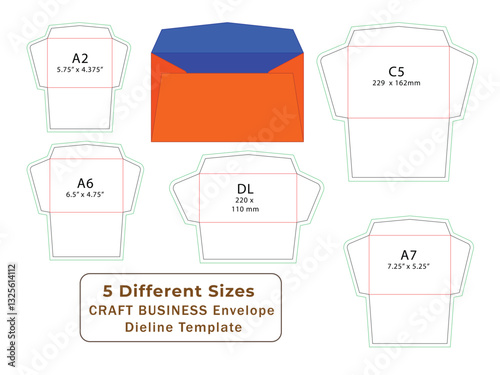 Popular 5 sizes Craft Business envelope template