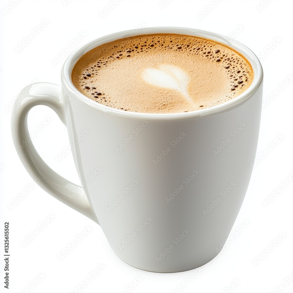 Obraz premium Aromatic Latte in White Mug on White Background