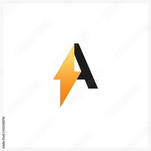 Modern Letter A Logo with Lightning Bolt Icon
