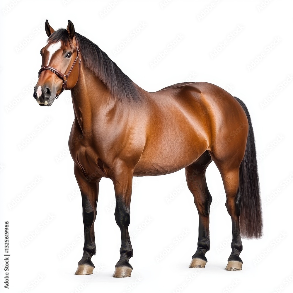 Obraz premium Chestnut Horse Portrait Against White Background