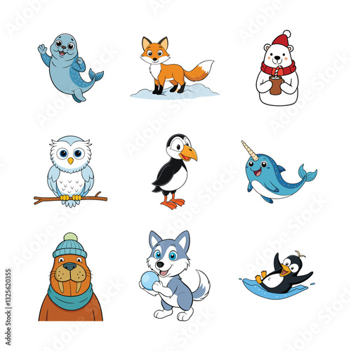 Arctic & Winter Animal Mascots – Cute Cold Climate Cartoon Characters