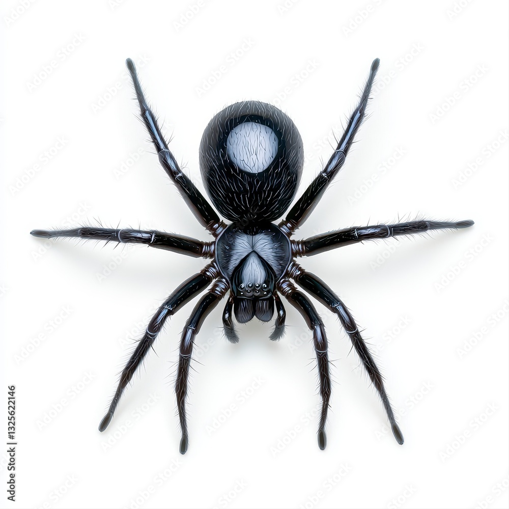 Fototapeta premium Closeup of a Black Spider on White Background