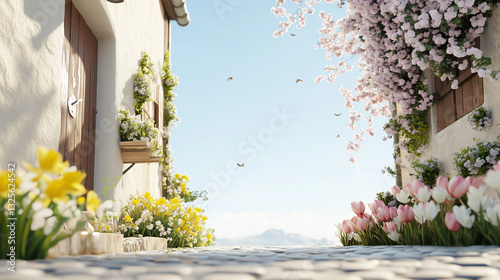 Blooming Pathway: A vibrant...