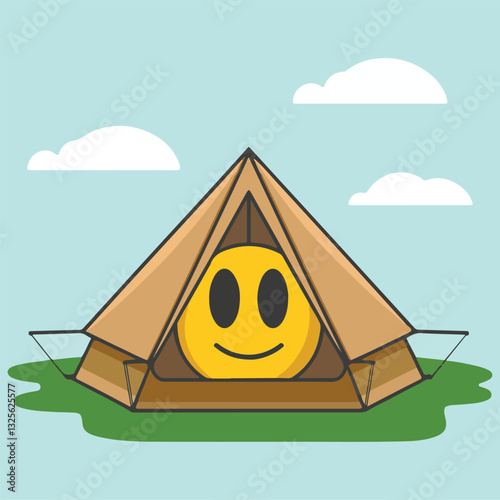 camping tent flat vector illustration logo icon clipart