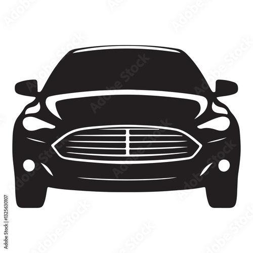 Sleek Car Silhouette Front View Vector Art Illustration Design