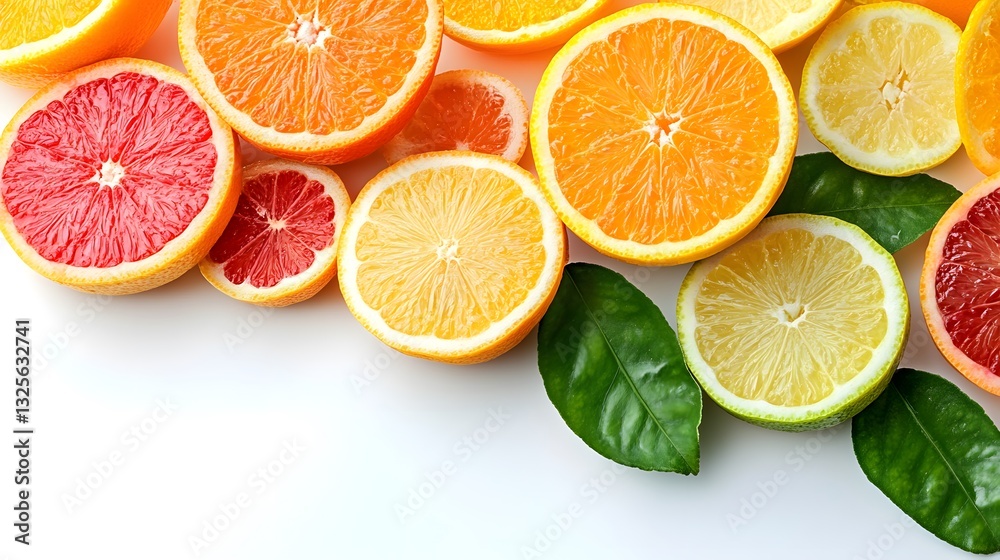 Fototapeta premium A bright and refreshing display of juicy citrus fruits including oranges and lemons perfect for a healthy snack or juice