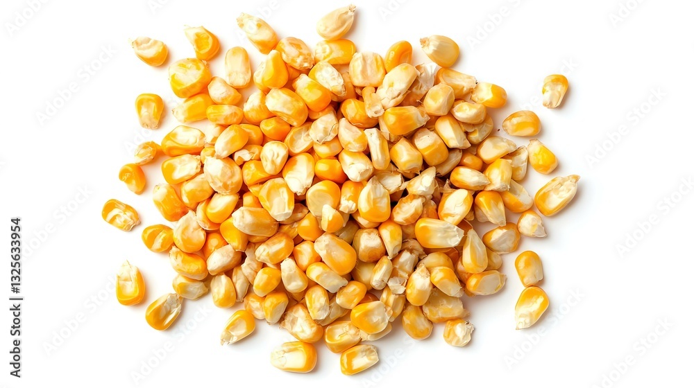 Pile of dried corn kernels isolated on white Pile of dried corn kernels isolated on white