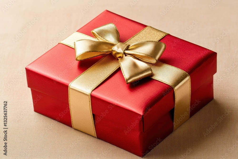 Red gift box with gold ribbon, elegantly tied. Perfect for holidays, birthdays, or celebratory occasions. Red gift box with gold ribbon, elegantly tied. Perfect for holidays, birthdays, or celebratory occasions.