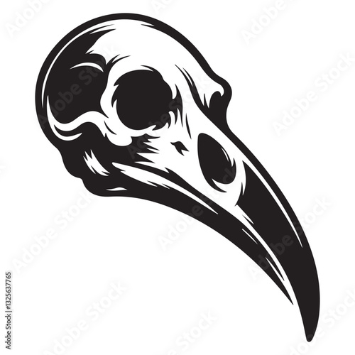 Raven Skull Silhouette Illustration Depicting Mystery and Gothic Themes