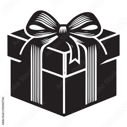 Wrapped Gift Box Silhouette Illustration Symbolizing Celebrations and Generosity