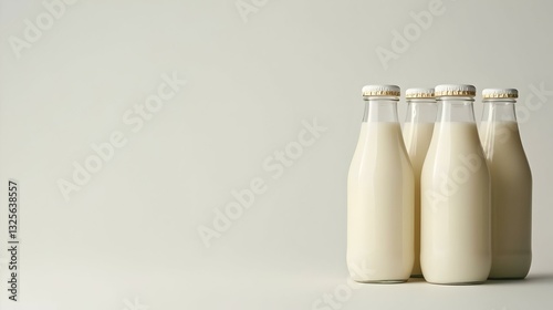 Glass Milk Bottles isolated on white background