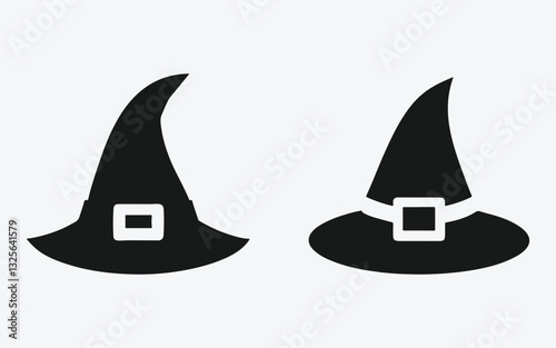Witch hats Silhouette. Black Witch Hat. Long Hats.