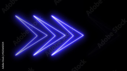 Wallpaper Mural Abstract set of glowing neon arrows. left to right rendering. Glowing neon arrow pointers on black background. Torontodigital.ca